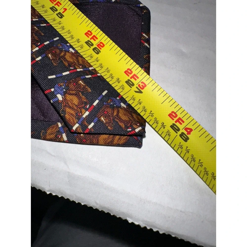 Polo Ralph Lauren Silk Tie Navy Blue Equestrian Horse Jump Made in Italy Classic